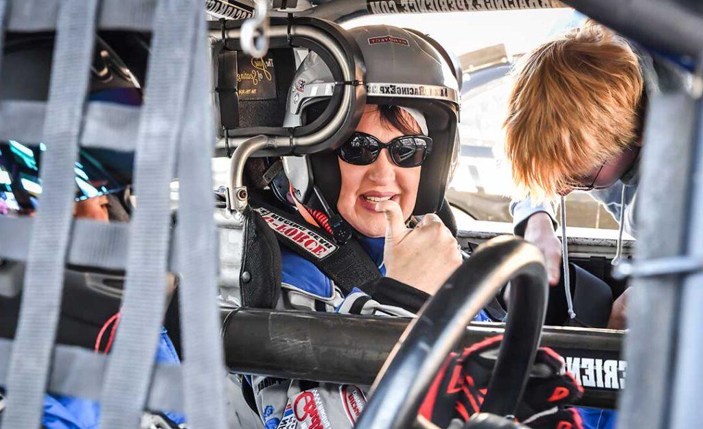 woman inside race car